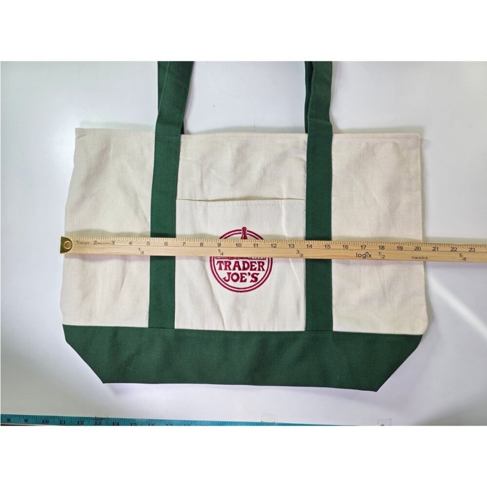 NWT: Trader Joe's Canvas Tote Shopping Bag, green - Picture 3 of 7